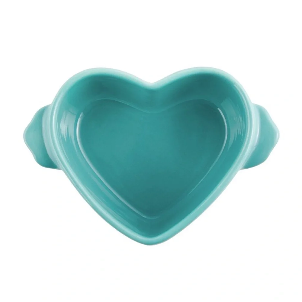 Pioneer Woman Mini Heart Baking Dish W Lid Casserole Cocotte Set Ceramic Teal